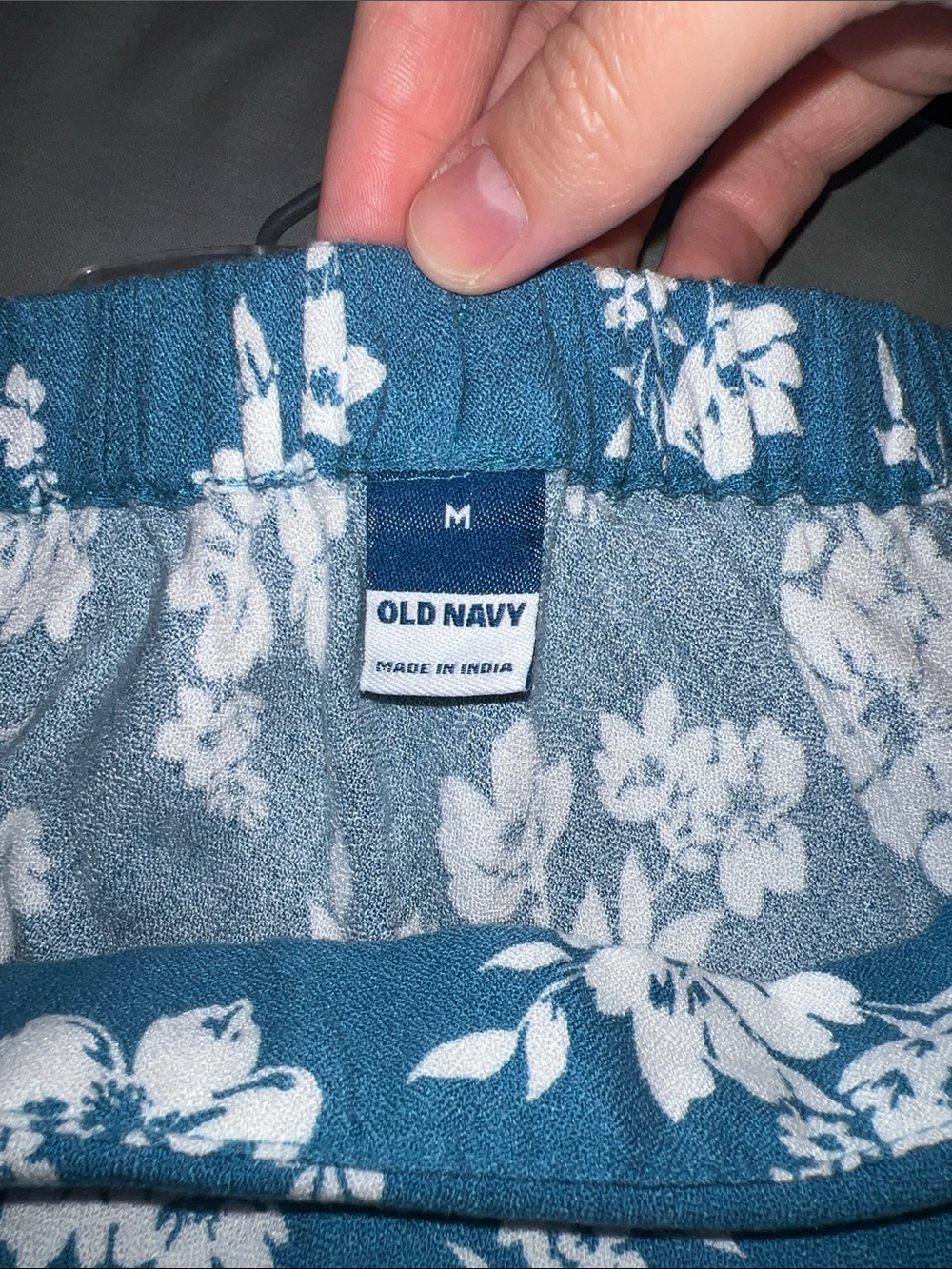 Old Navy Teal Blue Floral Skirt with White Print
